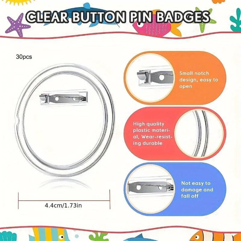 Button Badge Blank - 30개 아크릴 블랭크 배지 핀 버튼