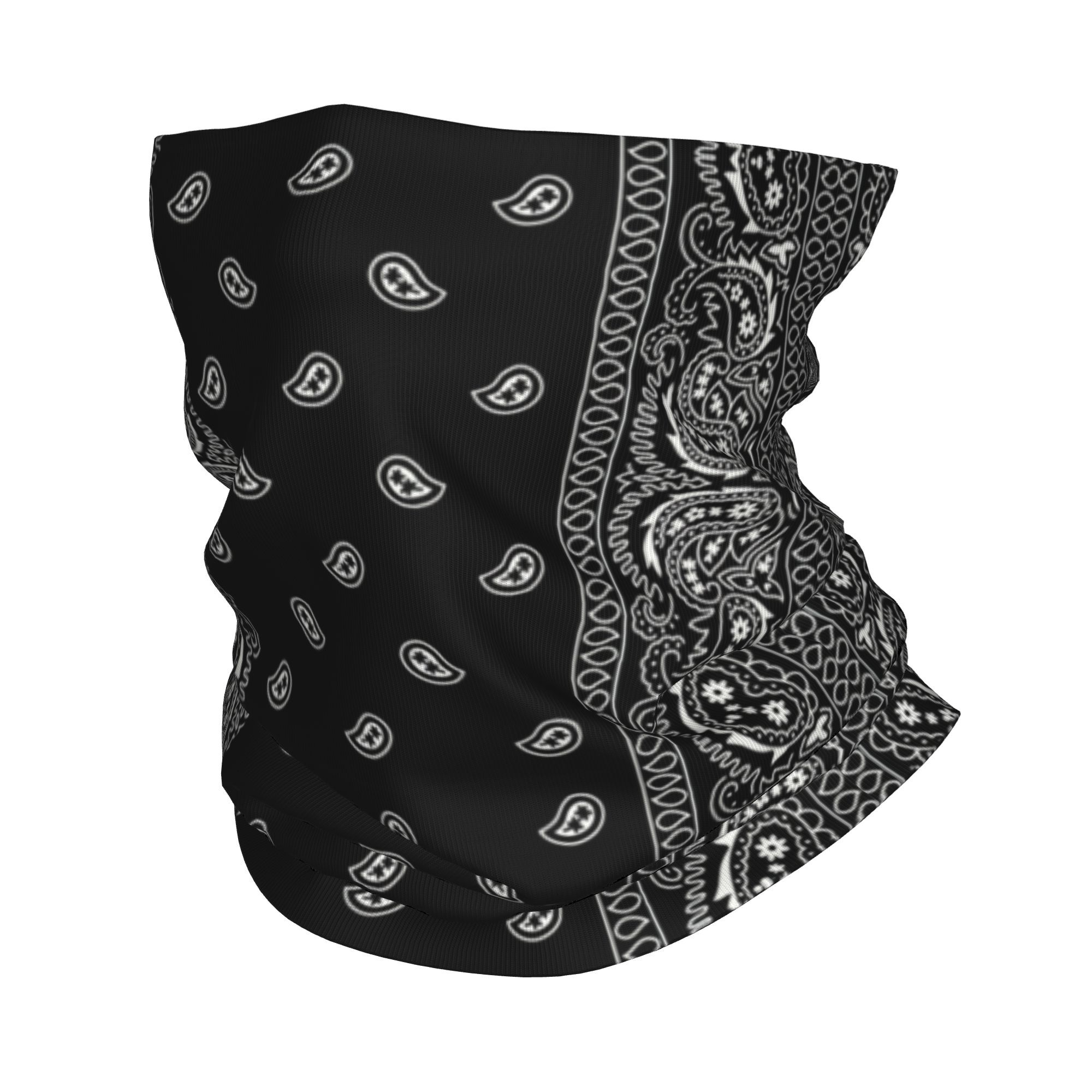 Bandana Blank White - 커스텀 블랙 앤 화이트 페이즐리 치카노