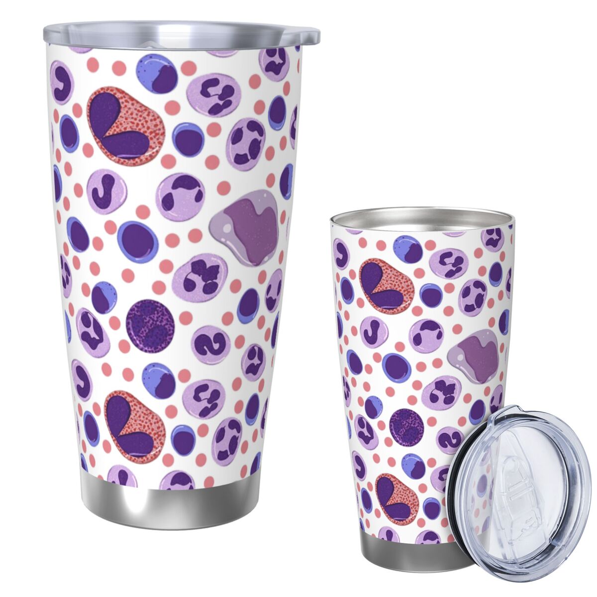 Tumbler 20Oz White - 대형 백혈구 패턴 스테인리스 스틸 텀블러