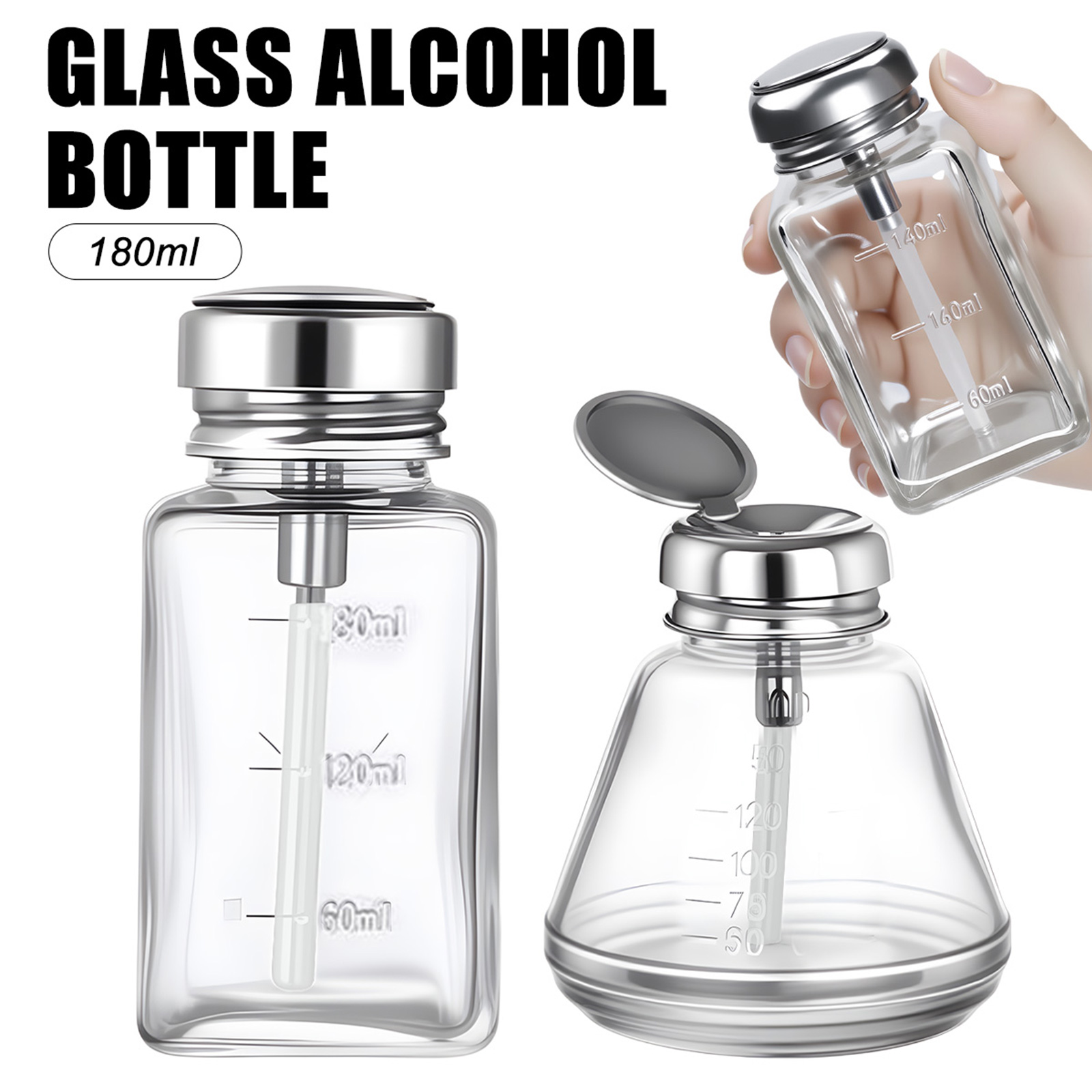 Water Bottle Blank - 180ml 네일 글라스 병 프레스형 알코올