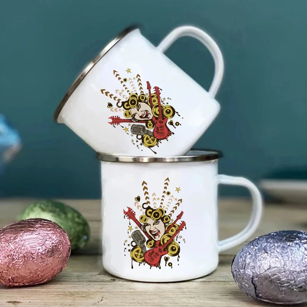 Sublimation Mug White - 흰색 금속 머그잔, 포효하는 록 가수