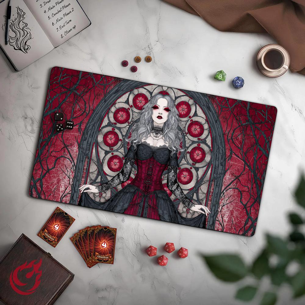 Door Mat Blank - 고딕풍 여성 뱀파이어 TCG 플레이매트, 스티치