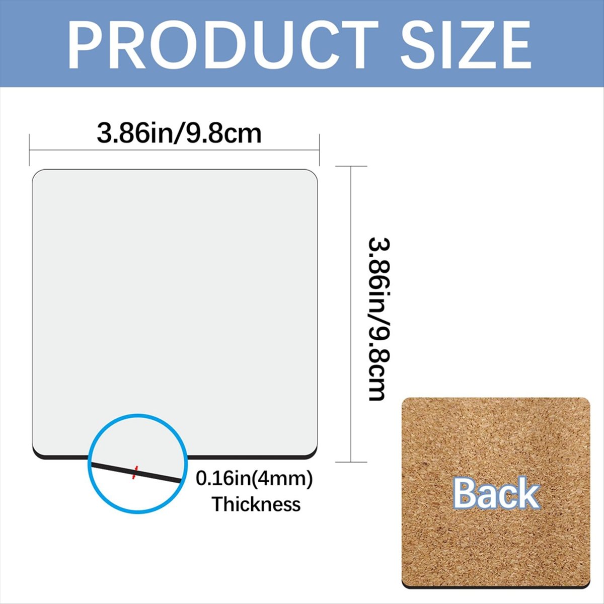 Coaster Sublimation Blank - ABYA 30개 승화 인쇄용 사각 코스터