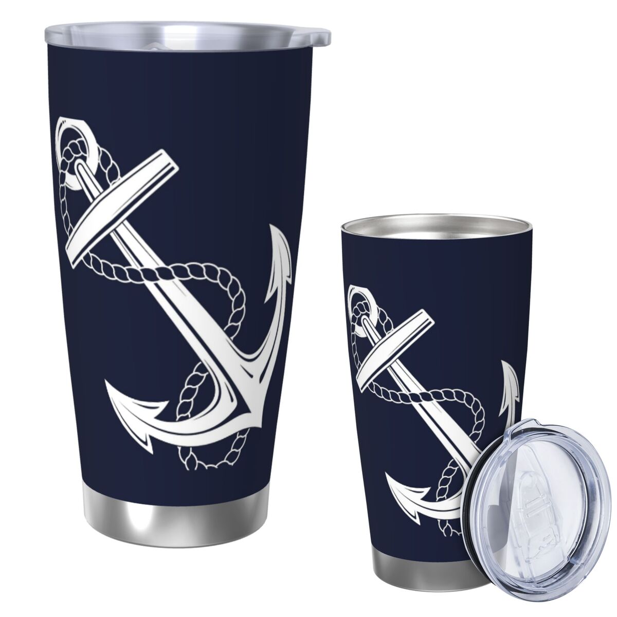 Tumbler 20Oz White - 앵커 노티컬 화이트 & 네이비 스테인리스