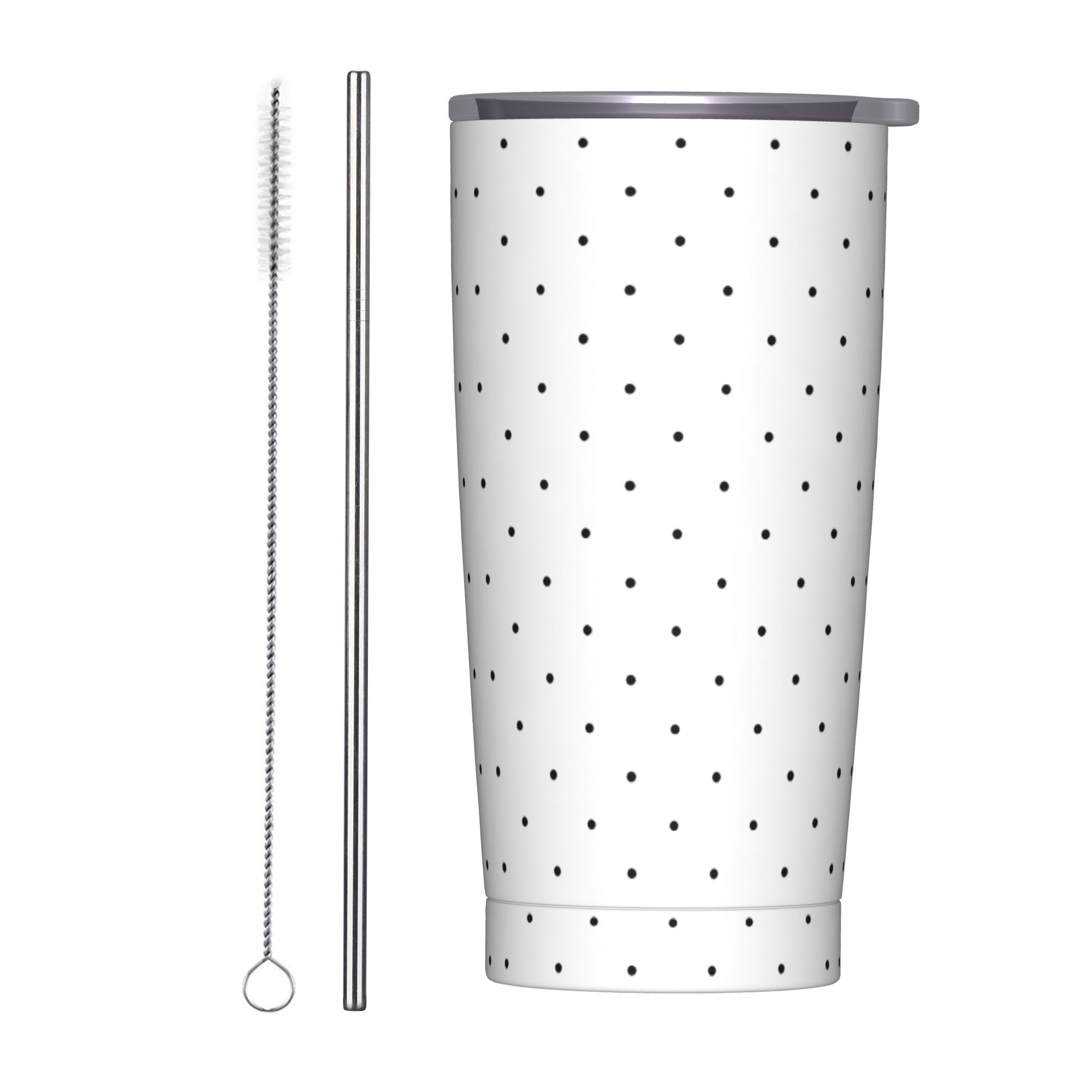 흑백 물방울 무늬 스테인리스 스틸 텀블러(빨대 포함)  - Tumbler 20Oz White 리뷰 및 가격