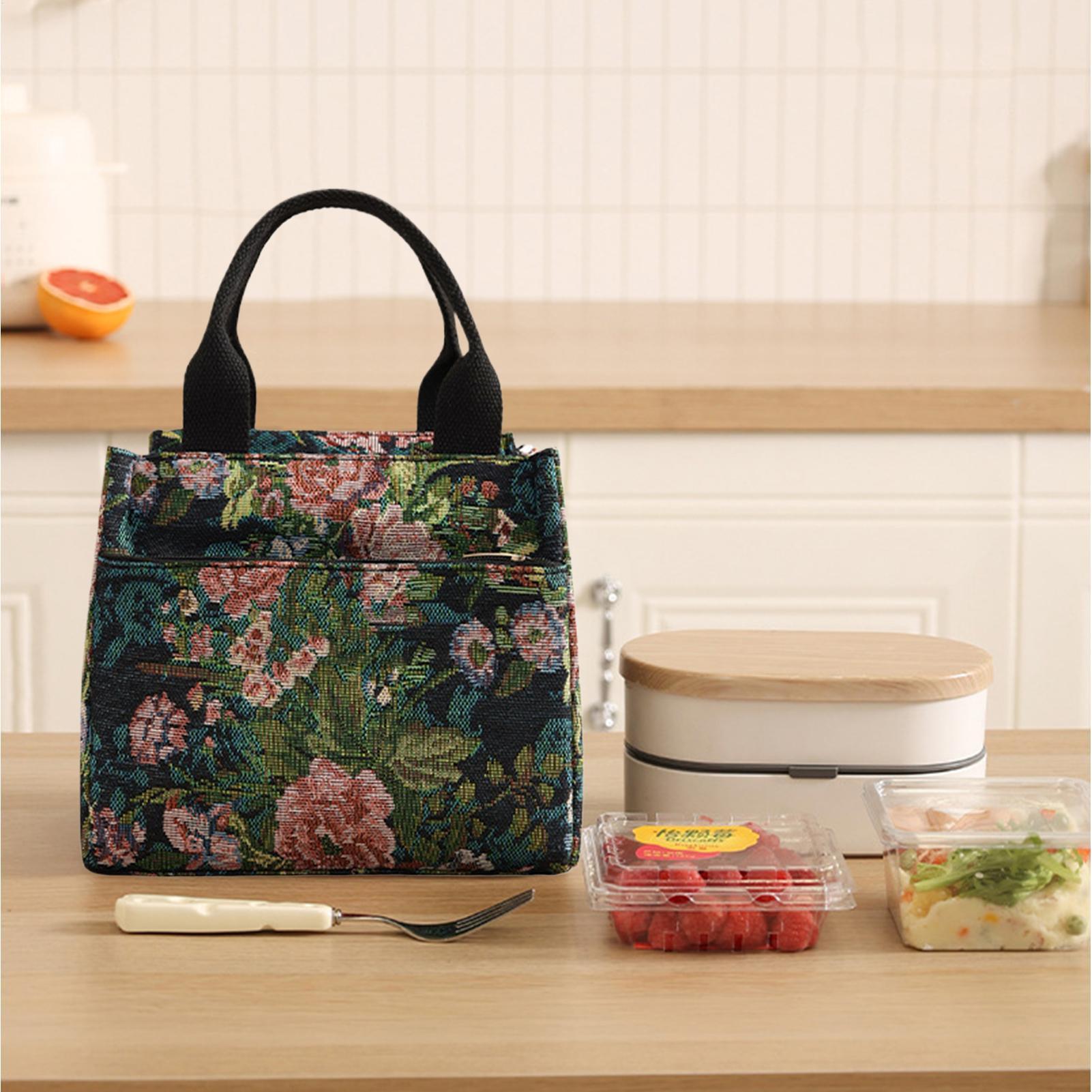 단열 도시락 가방 꽃무늬 방수 도시락 가방 여성용 직장 - Tote Bag Sublimation 리뷰 및 가격