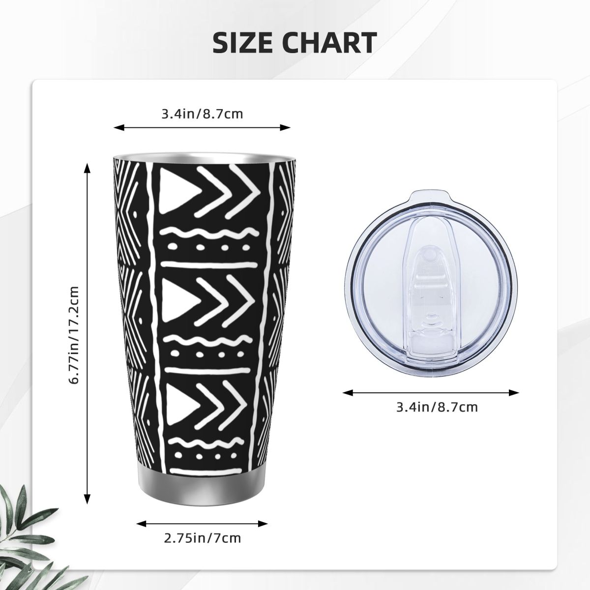 흑백 아프리카 보골란 부족 패턴 스테인리스 스틸 텀블러 - Tumbler 20Oz White 리뷰 및 가격