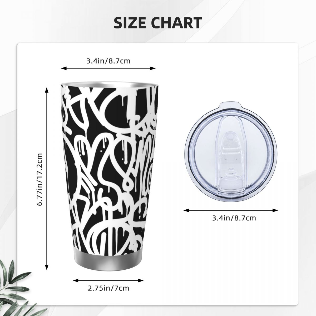 흑백 그래피티 스테인리스 스틸 텀블러 진공 단열 머그  - Tumbler 20Oz White 리뷰 및 가격