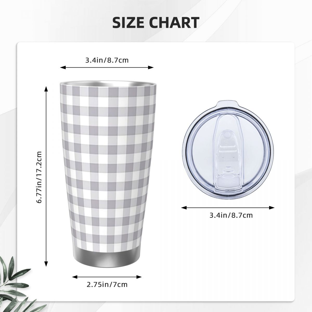 회색과 흰색 깅엄 체 무늬 스테인리스 스틸 텀블러 진공 - Tumbler 20Oz White 리뷰 및 가격