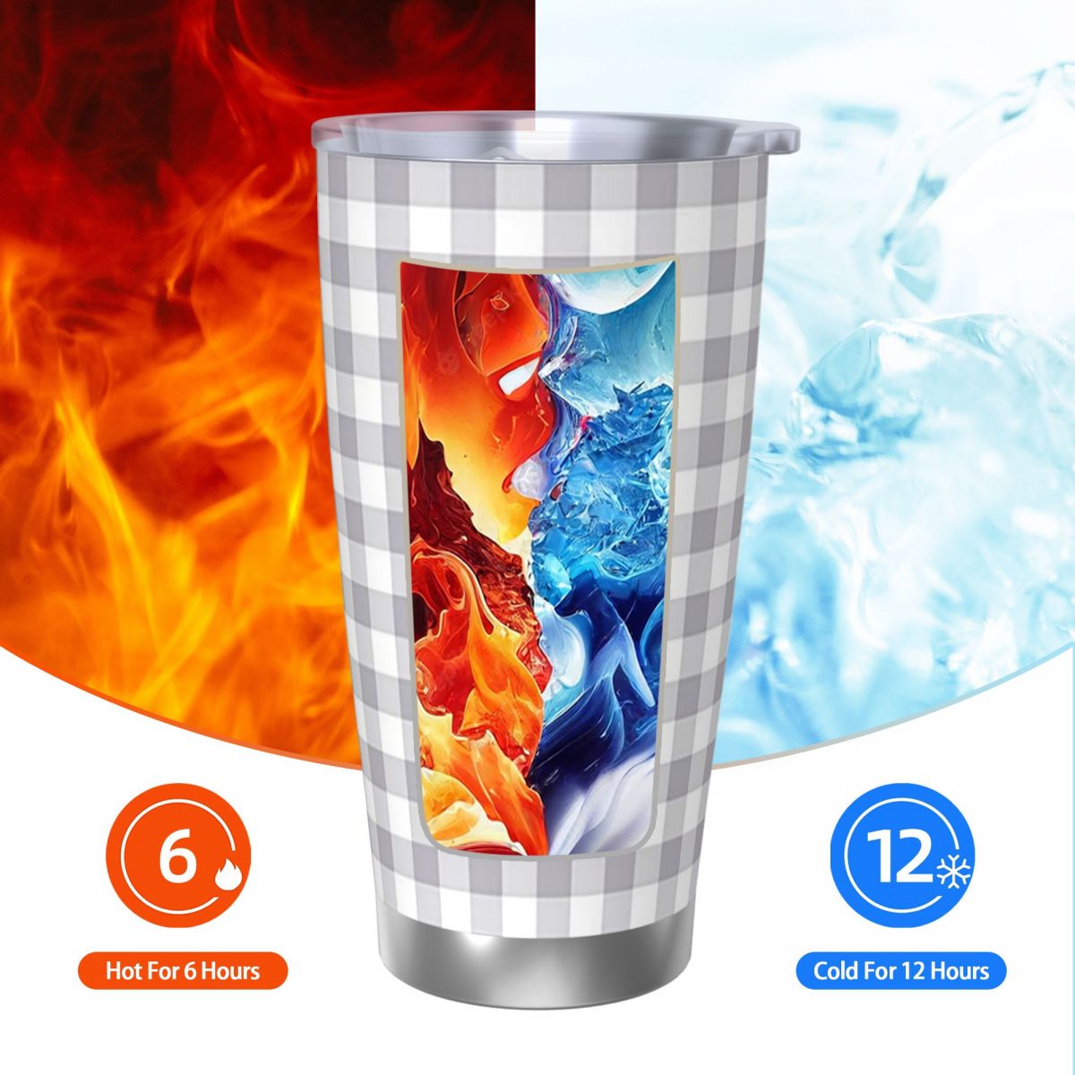 회색과 흰색 깅엄 체 무늬 스테인리스 스틸 텀블러 진공 - Tumbler 20Oz White 리뷰 및 가격