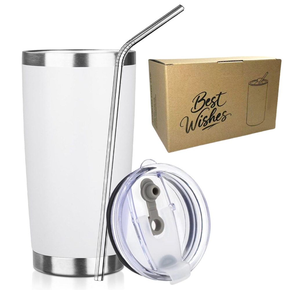 20온스 텀블러 머그컵(뚜껑, 빨대 포함) 스테인리스  - Tumbler 20Oz White 리뷰 및 가격